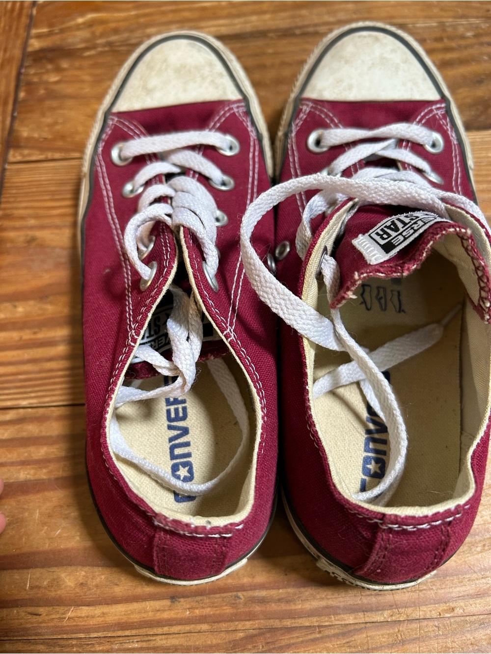 Converse Kids Low Top Sneakers - Burgundy with White Laces